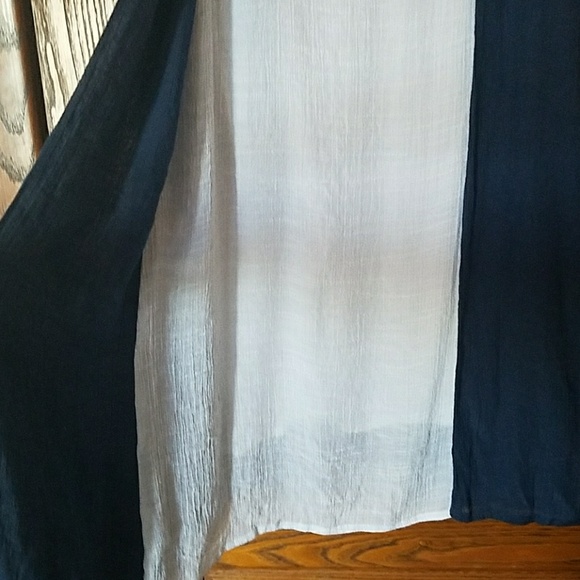 Silk Cotton Flowy Dress Navy White Small - Picture 2 of 8